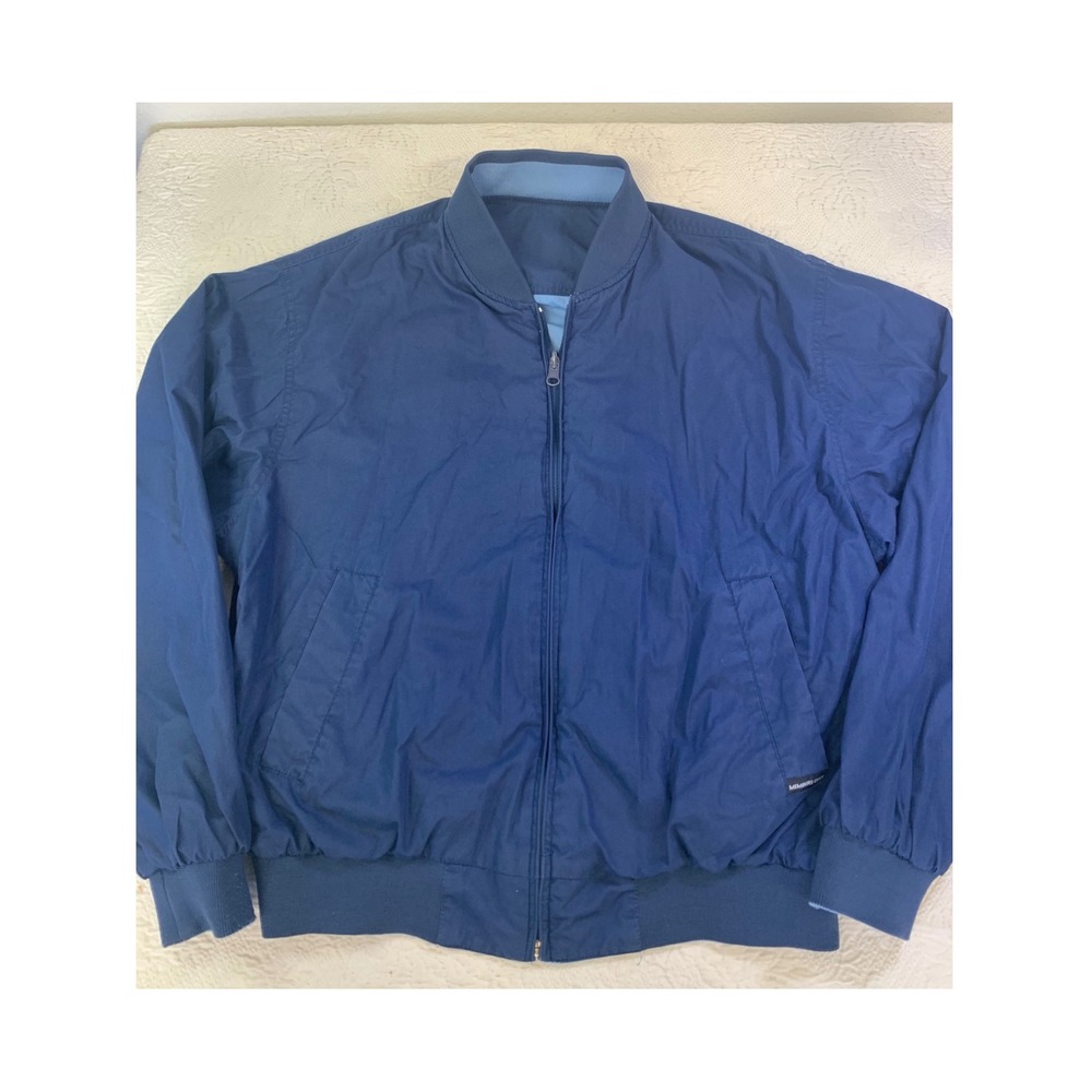 Members Only‎ Reversible Harrington Bomber Jacket Mens 44 Blue Zip Up G7